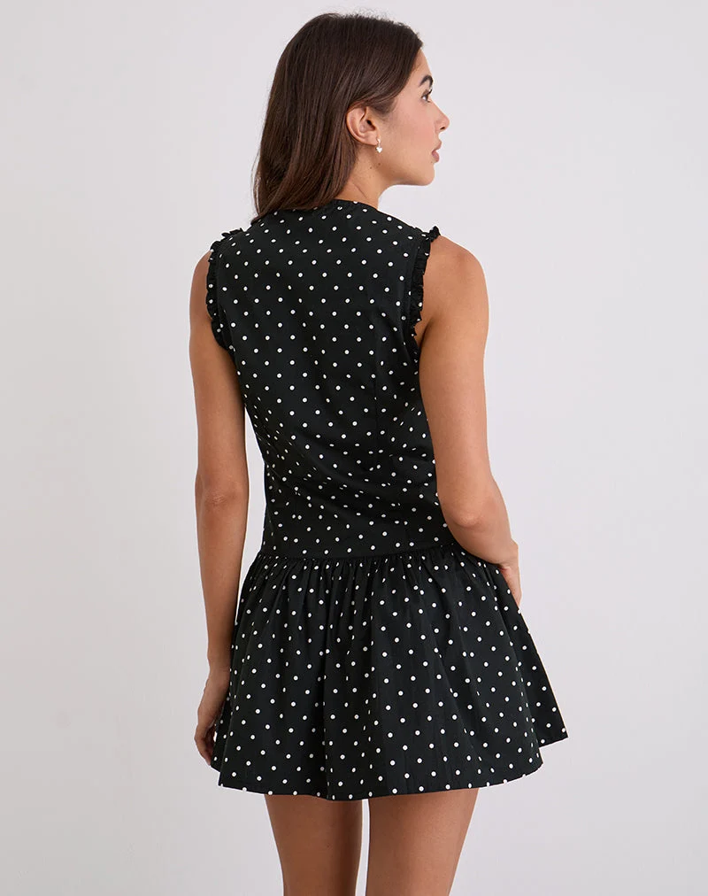 Mini robe Yadara en polka noir