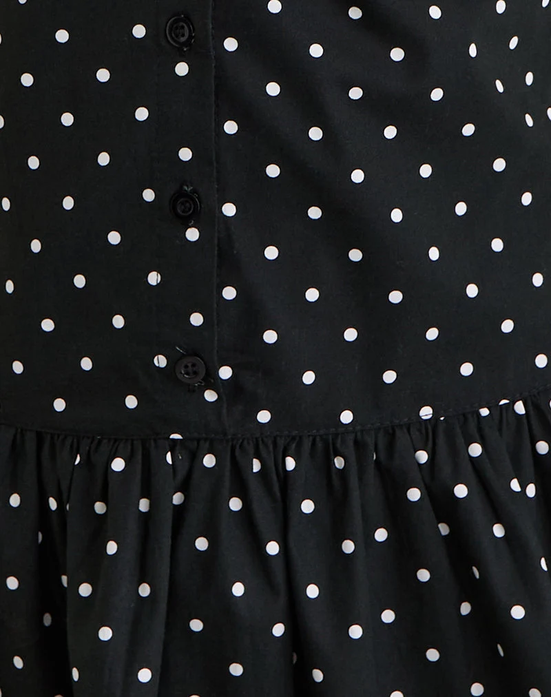 Mini robe Yadara en polka noir