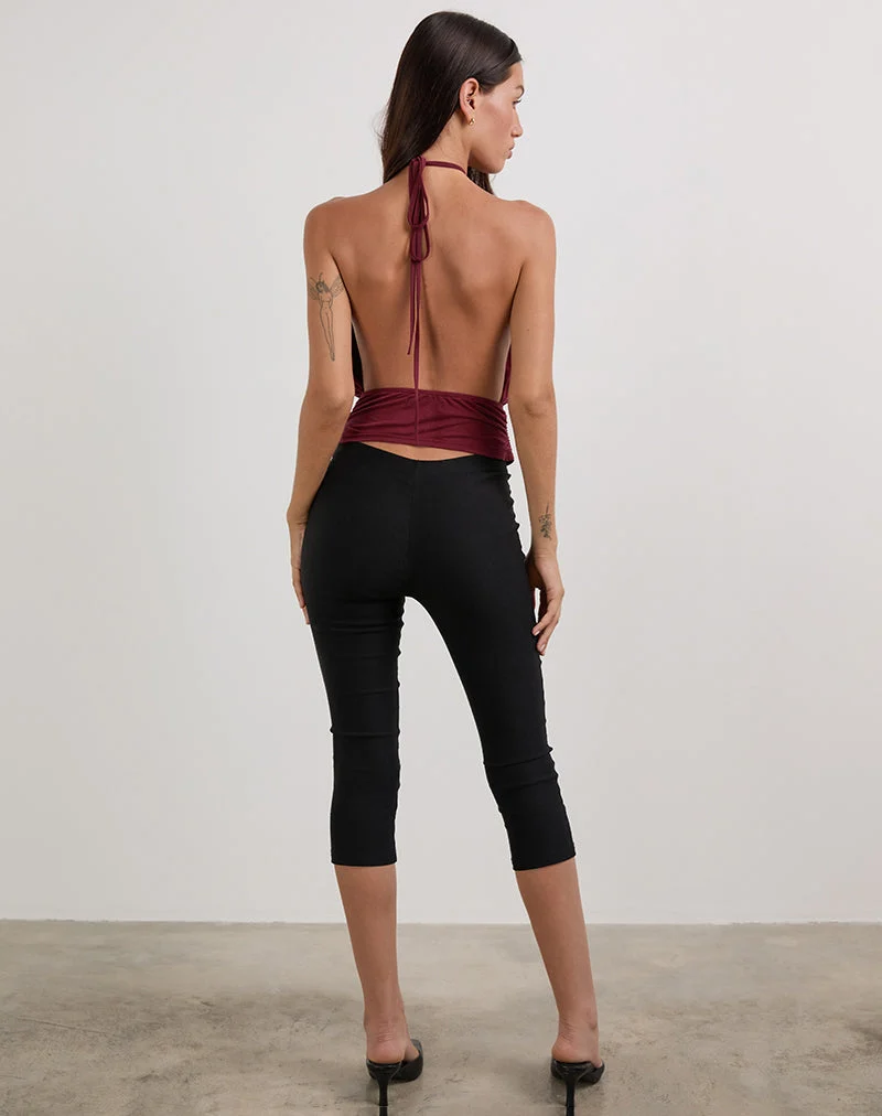 Karise Plunge Top in Cupro Dark Red