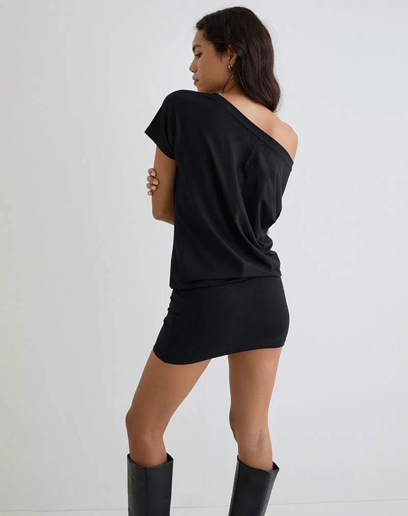 Mini robe à épaules dénudées Edwina en noir