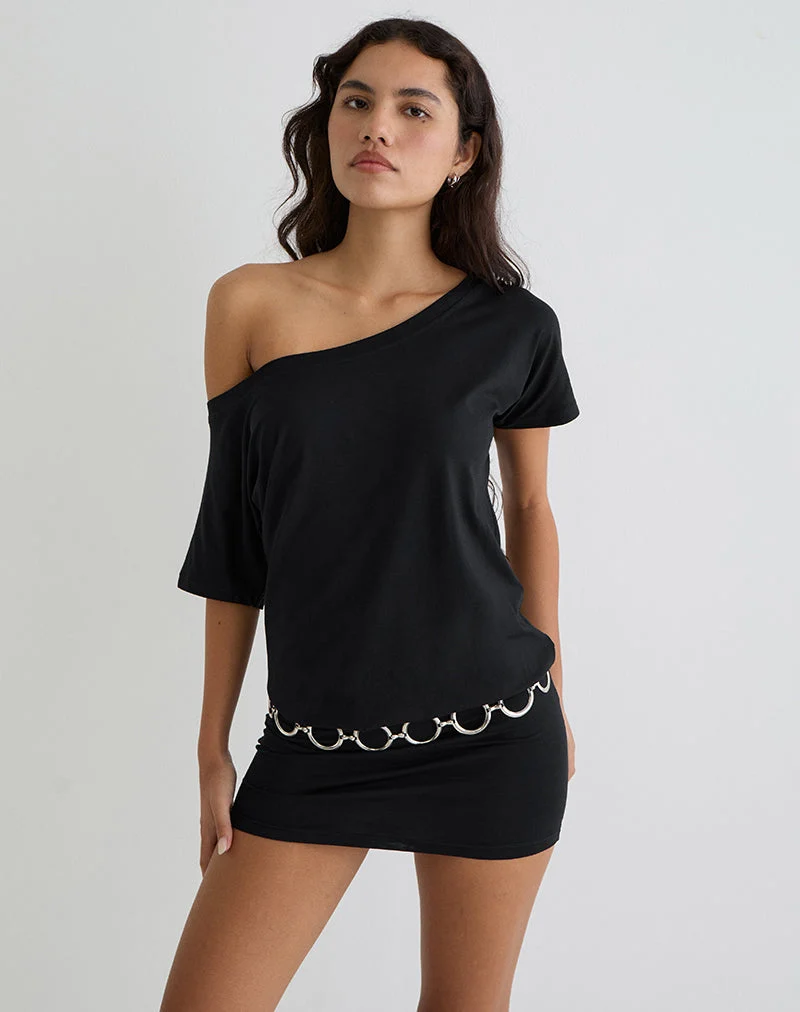 Mini robe à épaules dénudées Edwina en noir