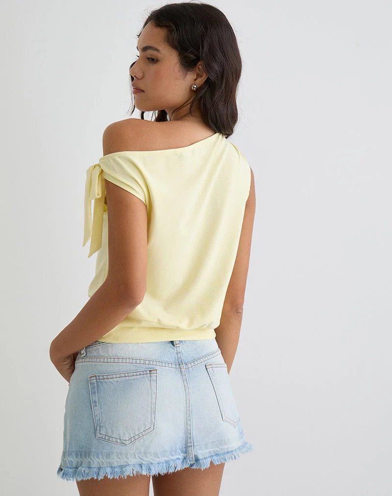 Aleyah Tie Shoulder Tee in Lemon