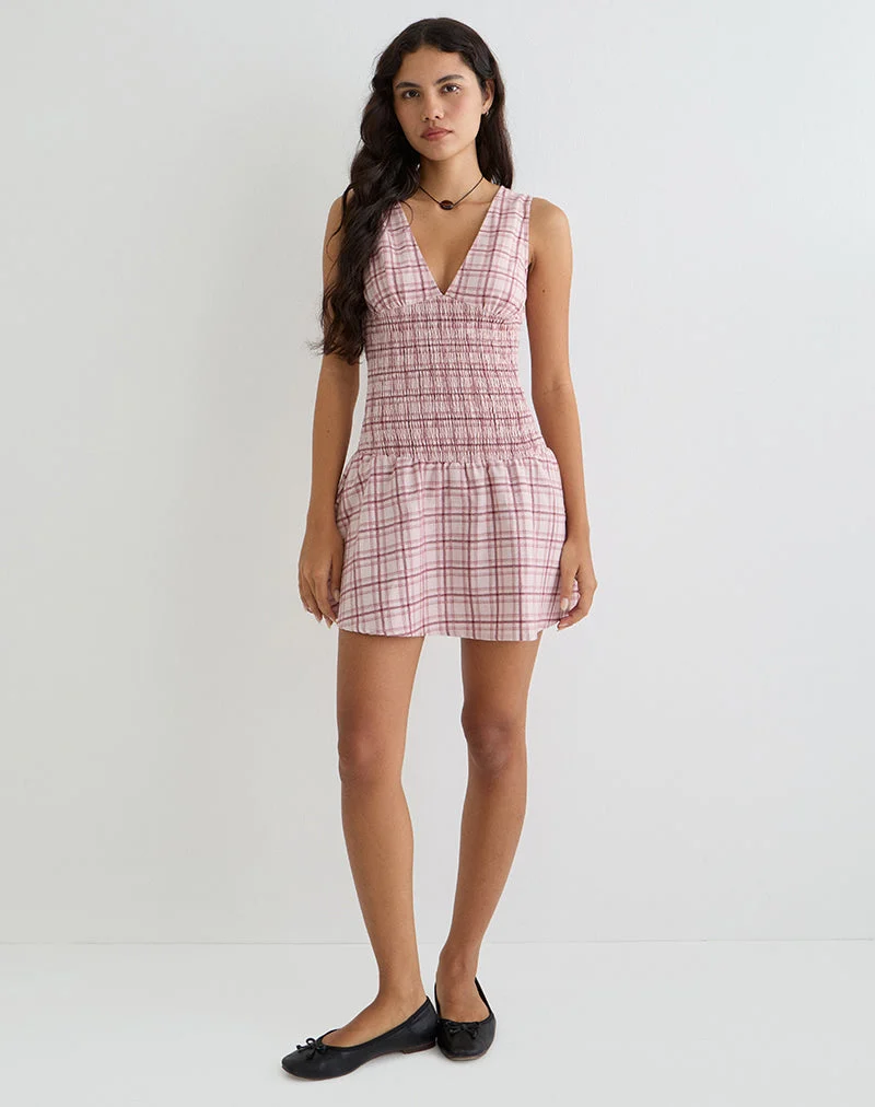 Mini robe Hevoria, Basic Tartan Pink