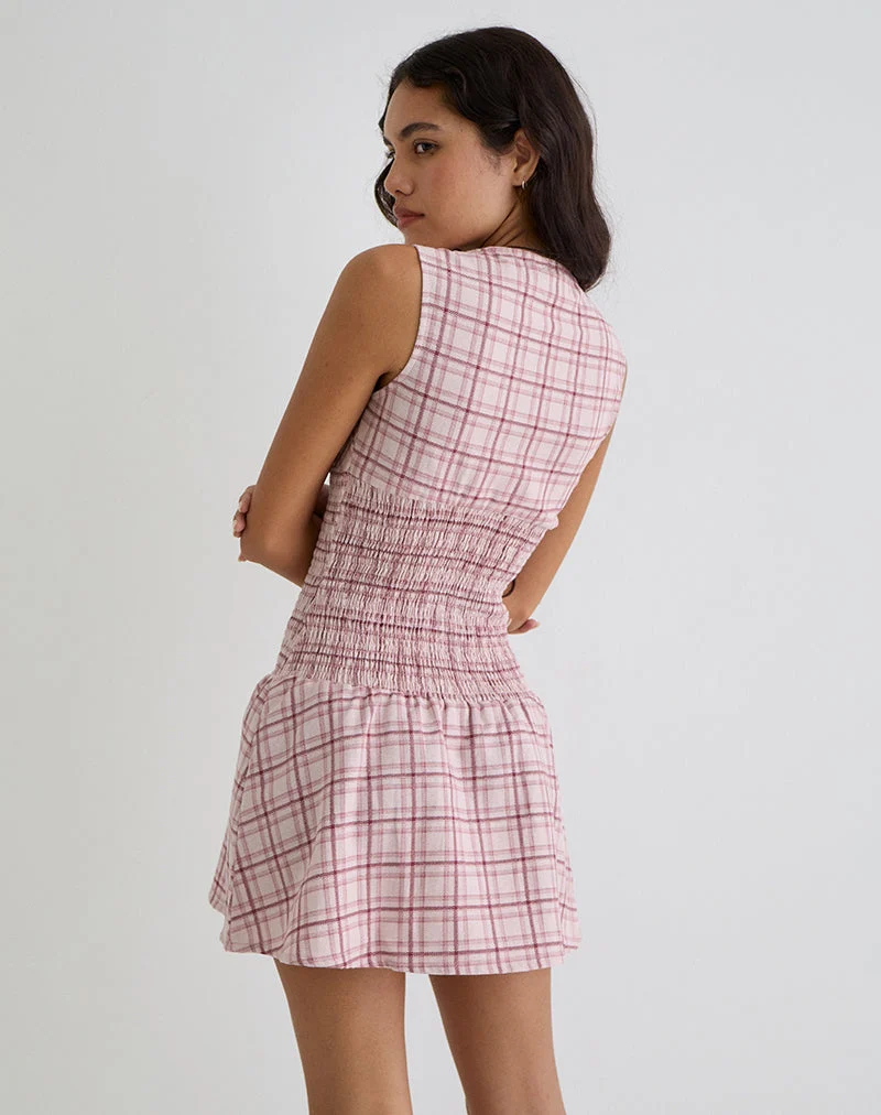 Mini robe Hevoria, Basic Tartan Pink