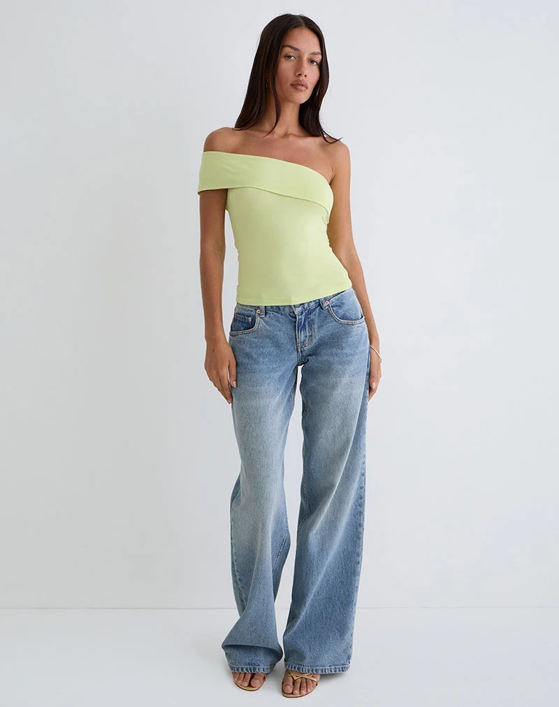 Top asymétrique Marga en pistache