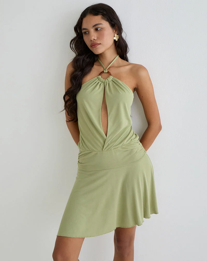 Saira - Mini robe dos nu en sauge