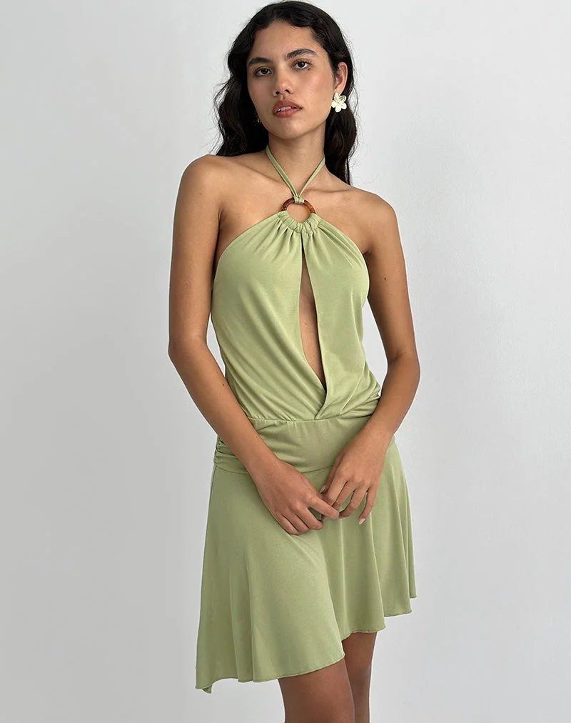 Saira - Mini robe dos nu en sauge