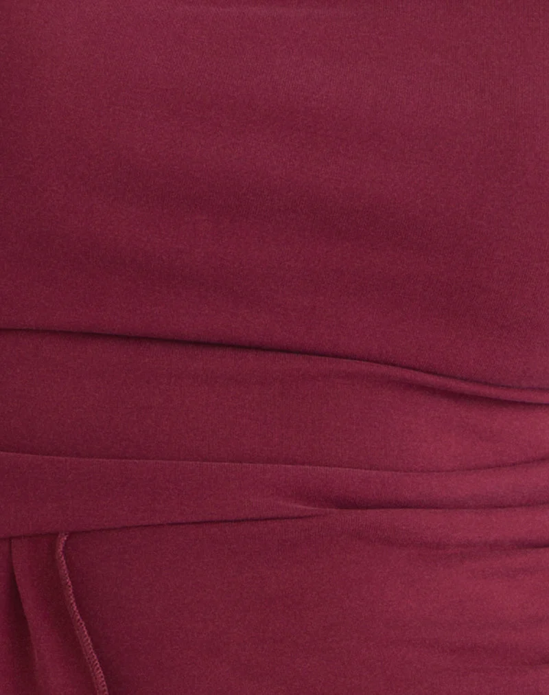Neida Drape Top in Cupro Burgundy