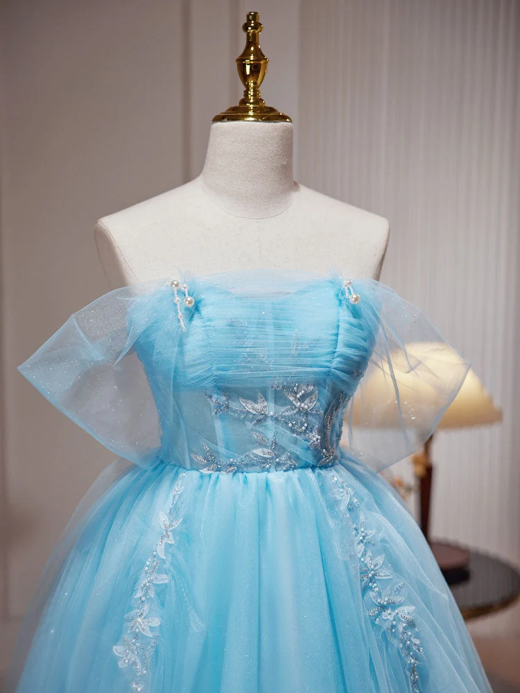 Robe de soirée pour juniors, bleu clair, courte et transparente, robe de remise de diplôme