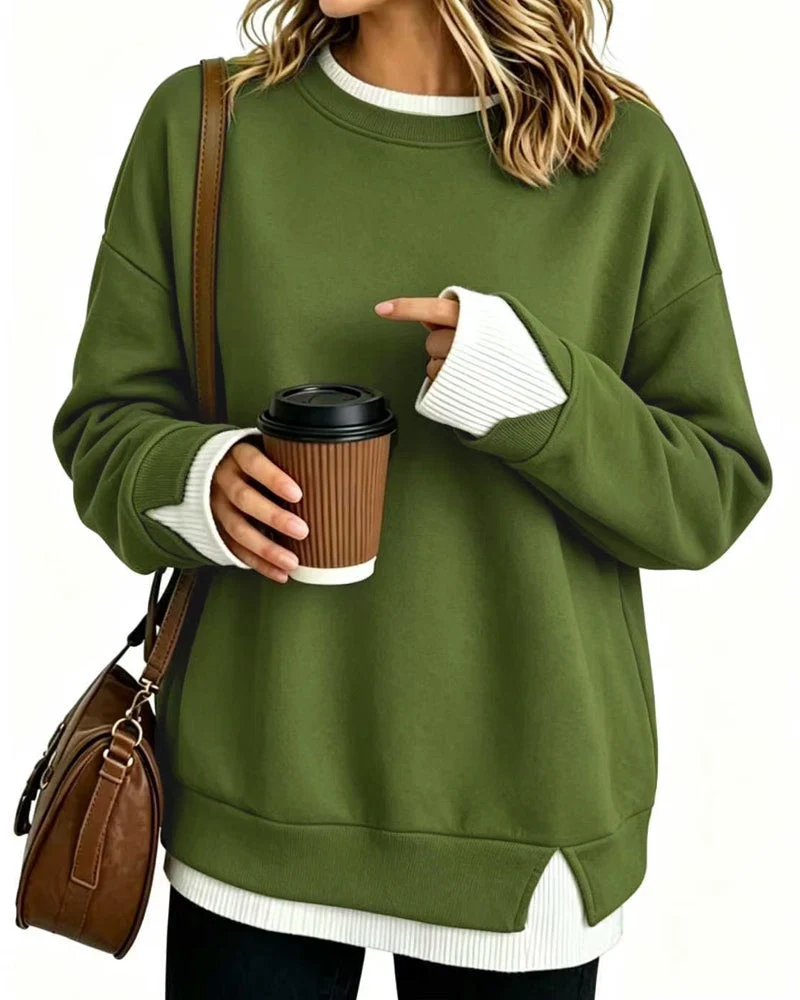 Sweat Faux Superposé Ample Manche Longue