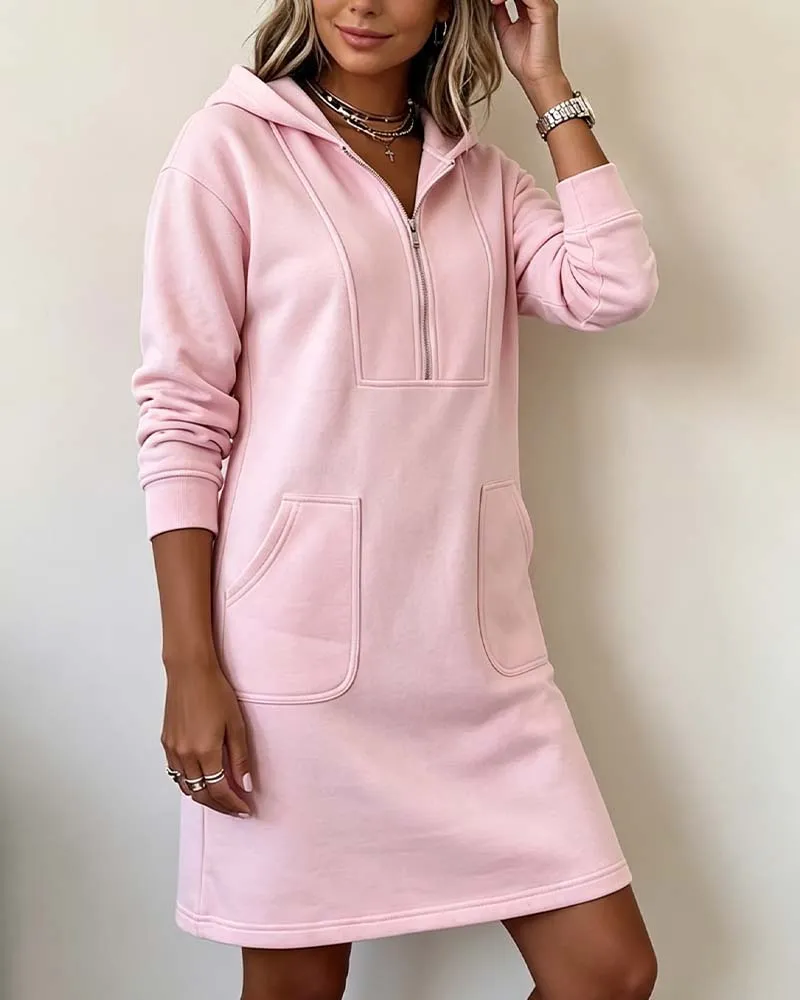 Robe Capuche Fermeture Éclair Poche