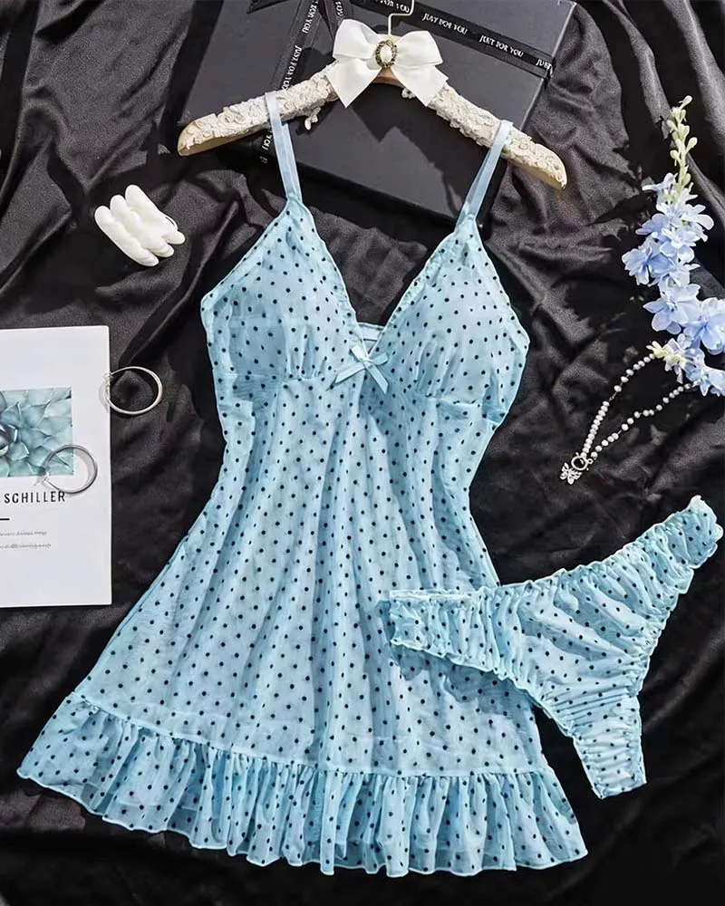 Set Pois Mesh Robe De Nuit