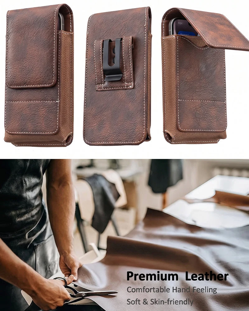 🔥 Étui De Ceinture Pour Téléphone 📱 Holster En Cuir Multi-Poches Avec Porte-Cartes