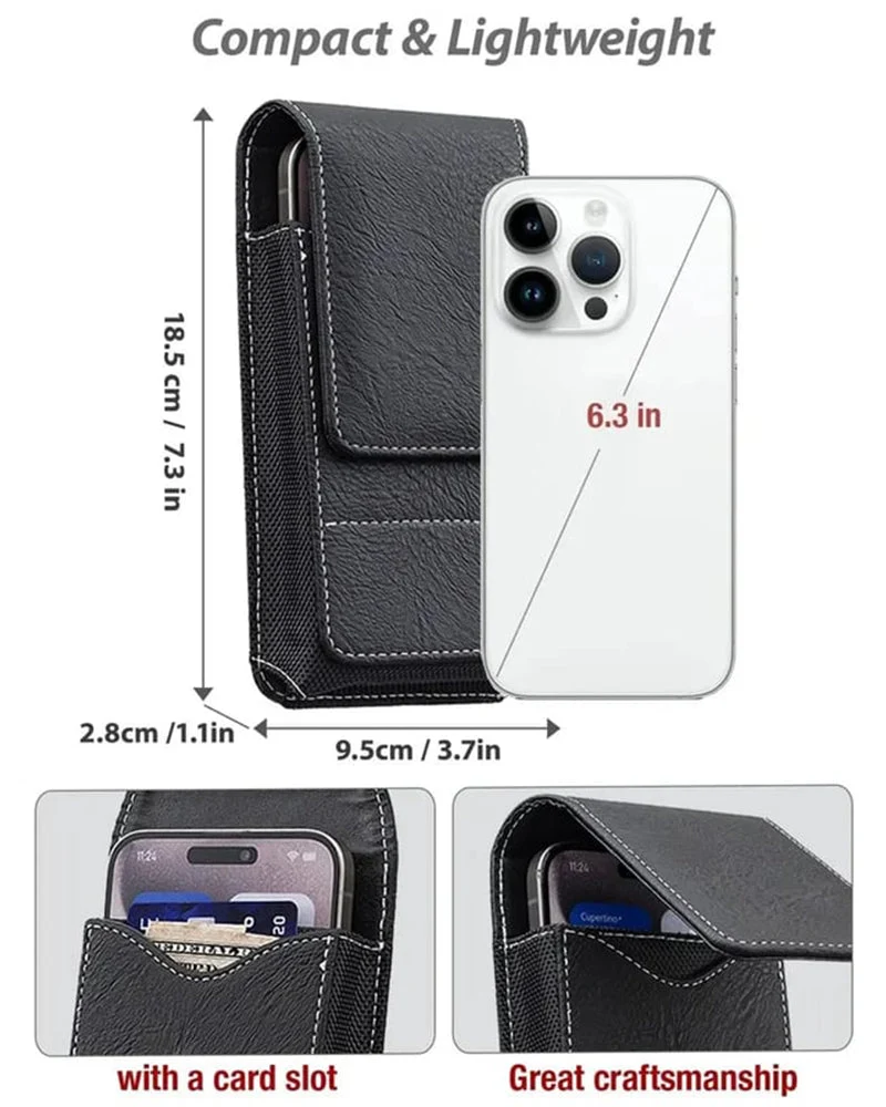 🔥 Étui De Ceinture Pour Téléphone 📱 Holster En Cuir Multi-Poches Avec Porte-Cartes