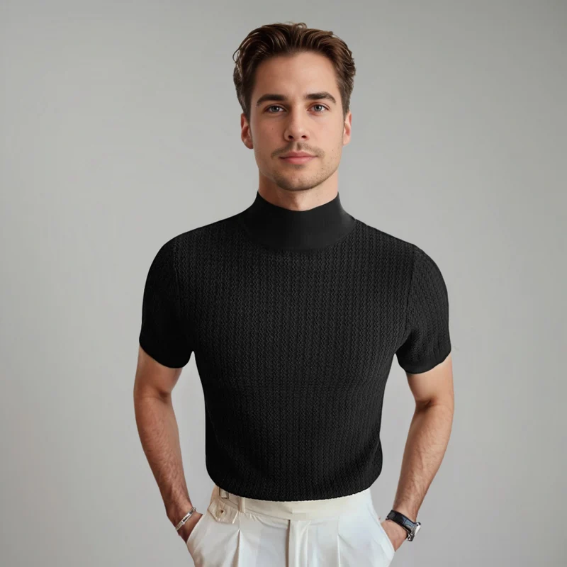 Octave | T-shirt blanc à col montant pour hommes