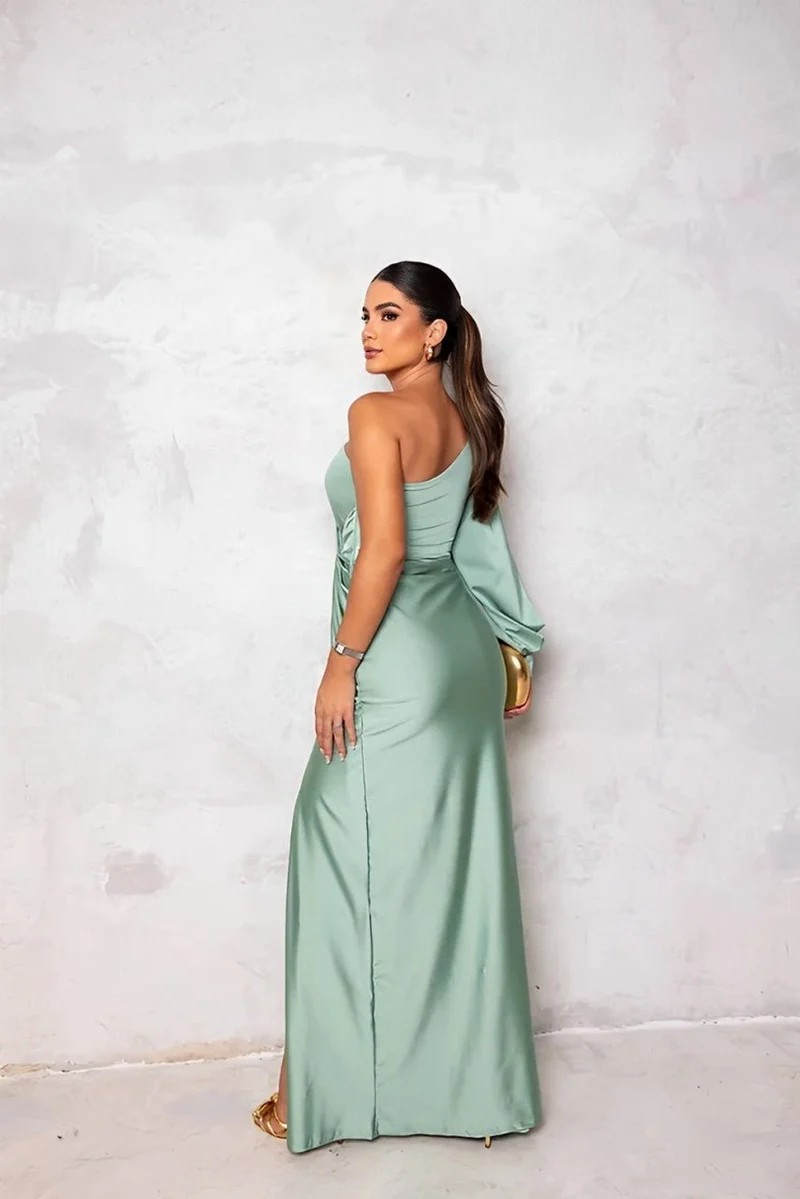 Robe Longue Asymétrique à Épaule Dénudée pour Femmes
