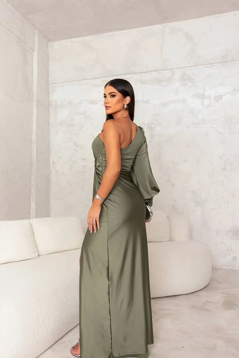 Robe Longue Asymétrique à Épaule Dénudée pour Femmes