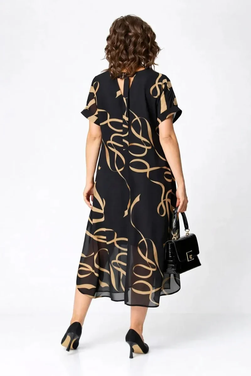 Robe Midi Élégante avec Imprimé pour Femmes