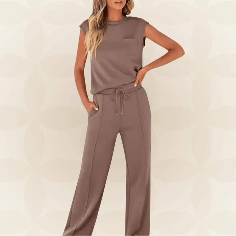 Ensemble Décontracté Haut Sans Manches et Pantalon pour Femmes