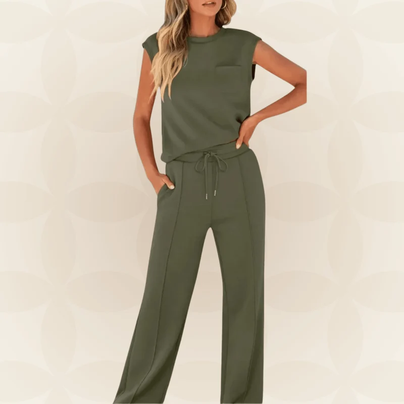 Ensemble Décontracté Haut Sans Manches et Pantalon pour Femmes