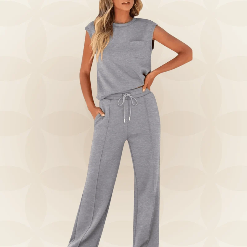 Ensemble Décontracté Haut Sans Manches et Pantalon pour Femmes