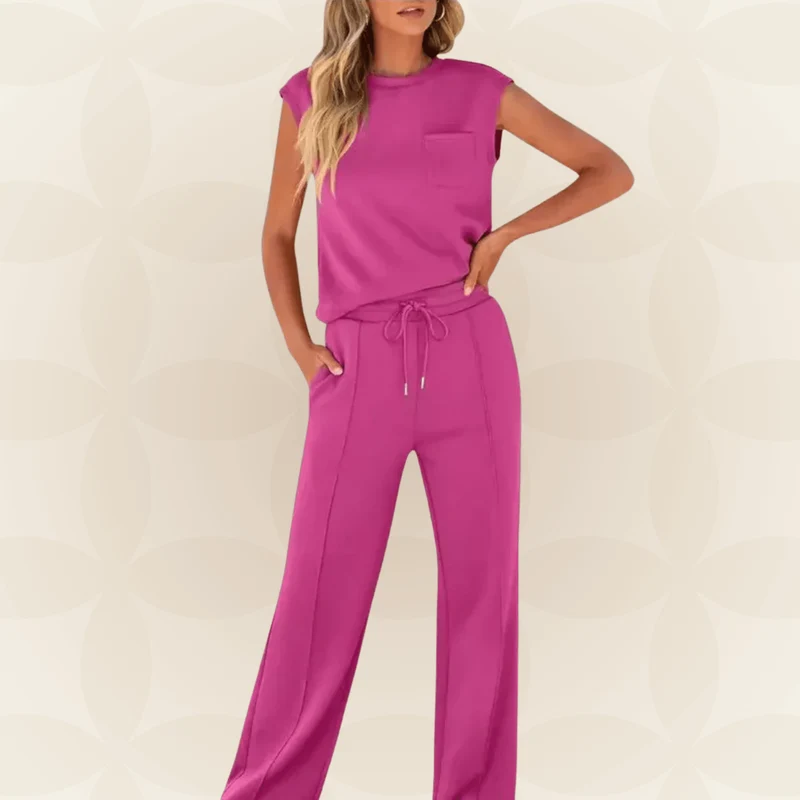 Ensemble Décontracté Haut Sans Manches et Pantalon pour Femmes