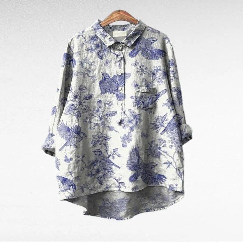 Chemise Longue Imprimée à Manches Longues pour Femmes