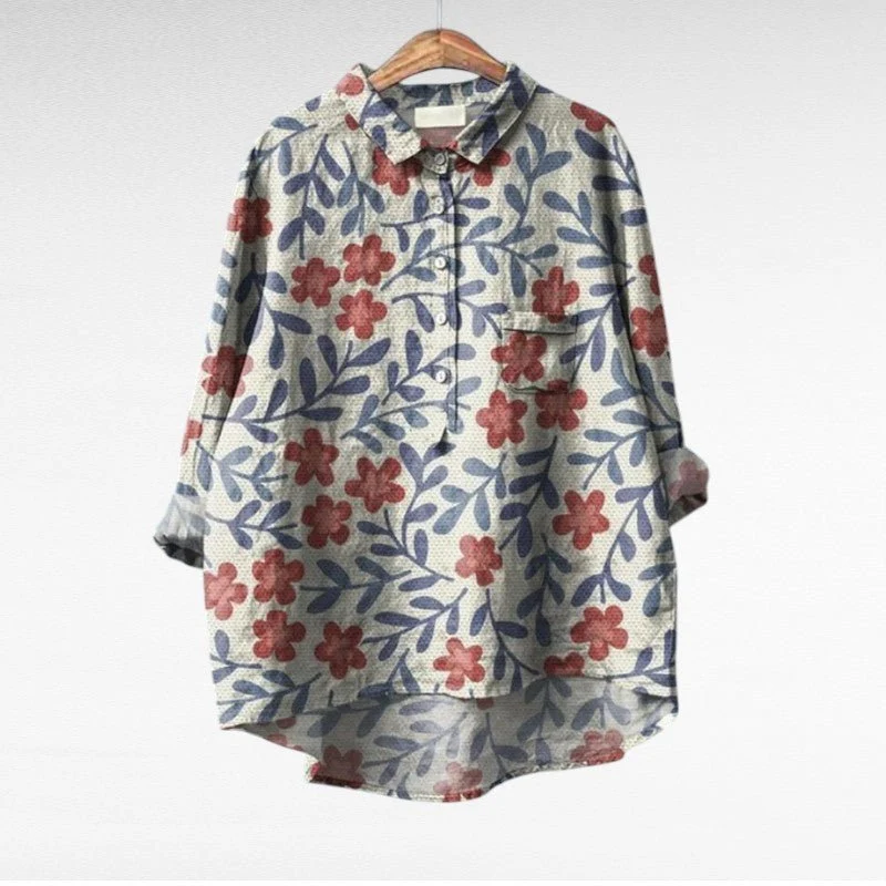 Chemise Longue Imprimée à Manches Longues pour Femmes