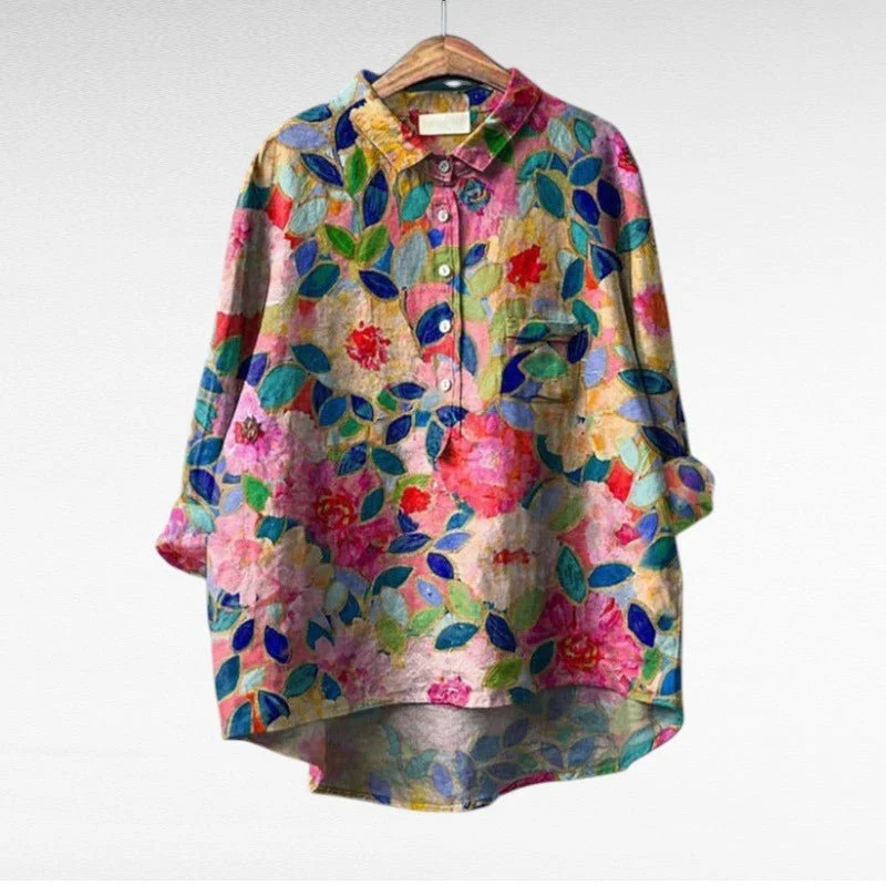 Chemise Longue Imprimée à Manches Longues pour Femmes