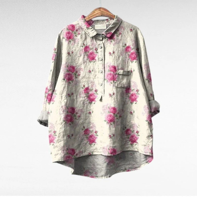 Chemise Longue Imprimée à Manches Longues pour Femmes