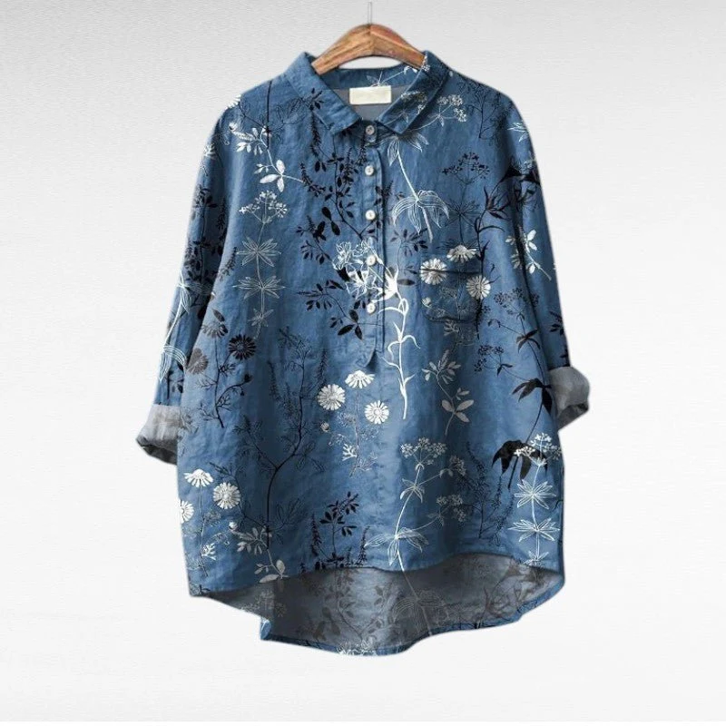 Chemise Longue Imprimée à Manches Longues pour Femmes