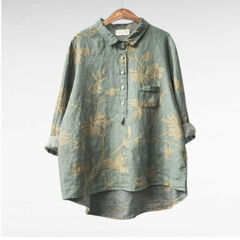 Chemise Longue Imprimée à Manches Longues pour Femmes