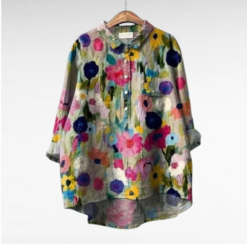 Chemise Longue Imprimée à Manches Longues pour Femmes