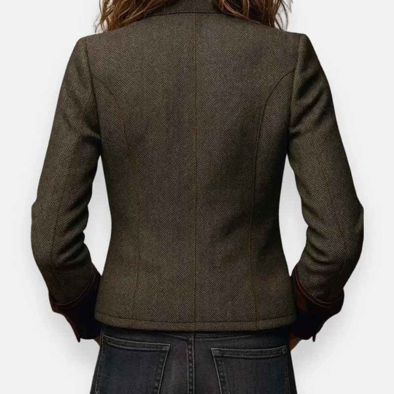 Veste Tweed à Détails en Velours pour Femmes