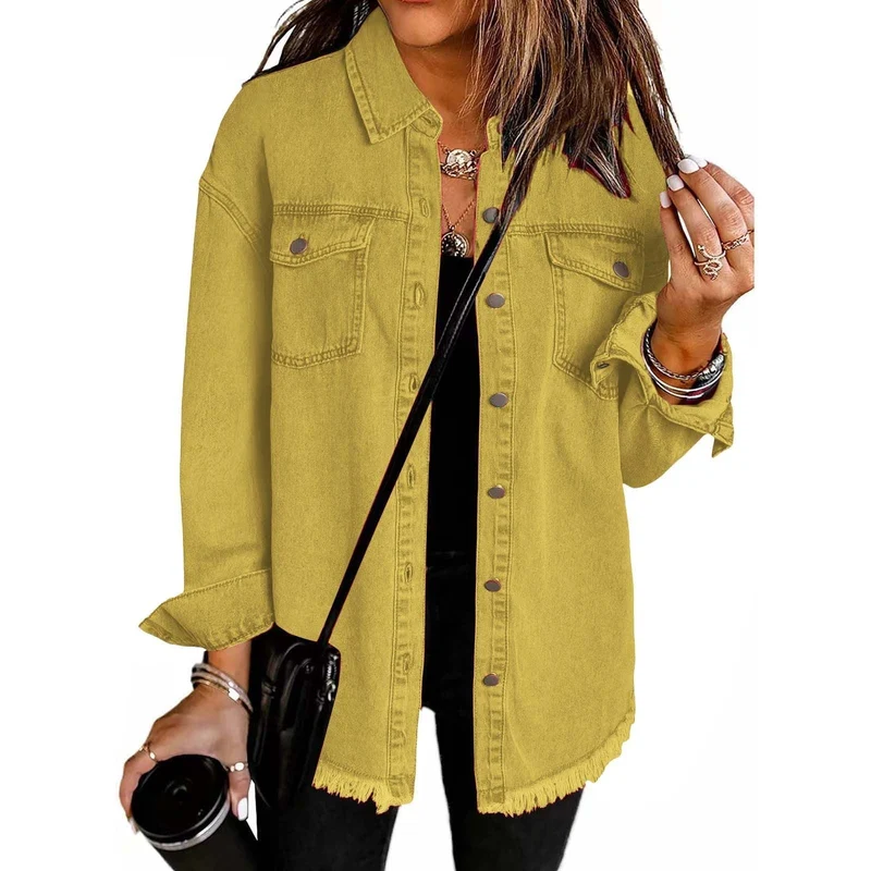 Veste en Denim Frangée pour Femmes
