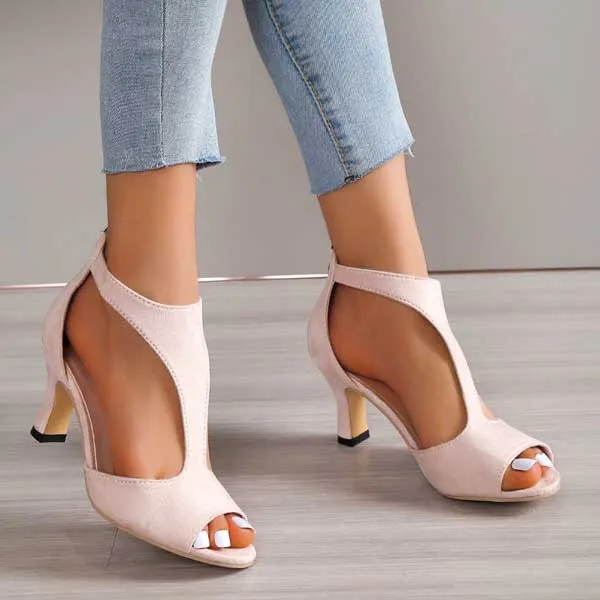 Sandales à Talons Simples en Suède pour Femmes