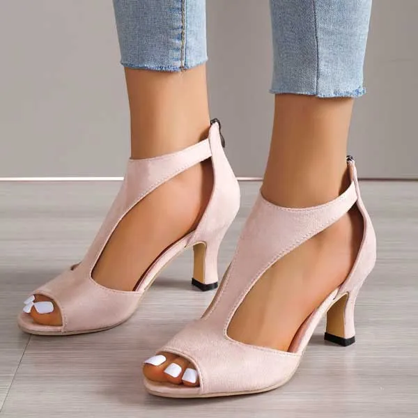 Sandales à Talons Simples en Suède pour Femmes