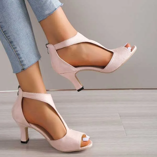 Sandales à Talons Simples en Suède pour Femmes