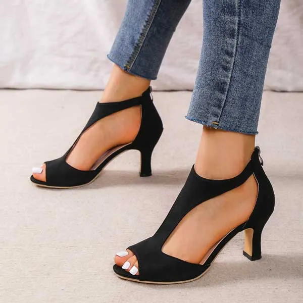 Sandales à Talons Simples en Suède pour Femmes