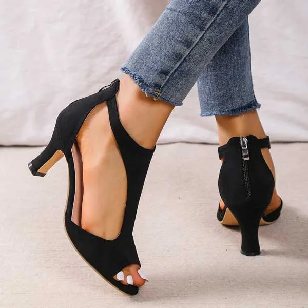 Sandales à Talons Simples en Suède pour Femmes