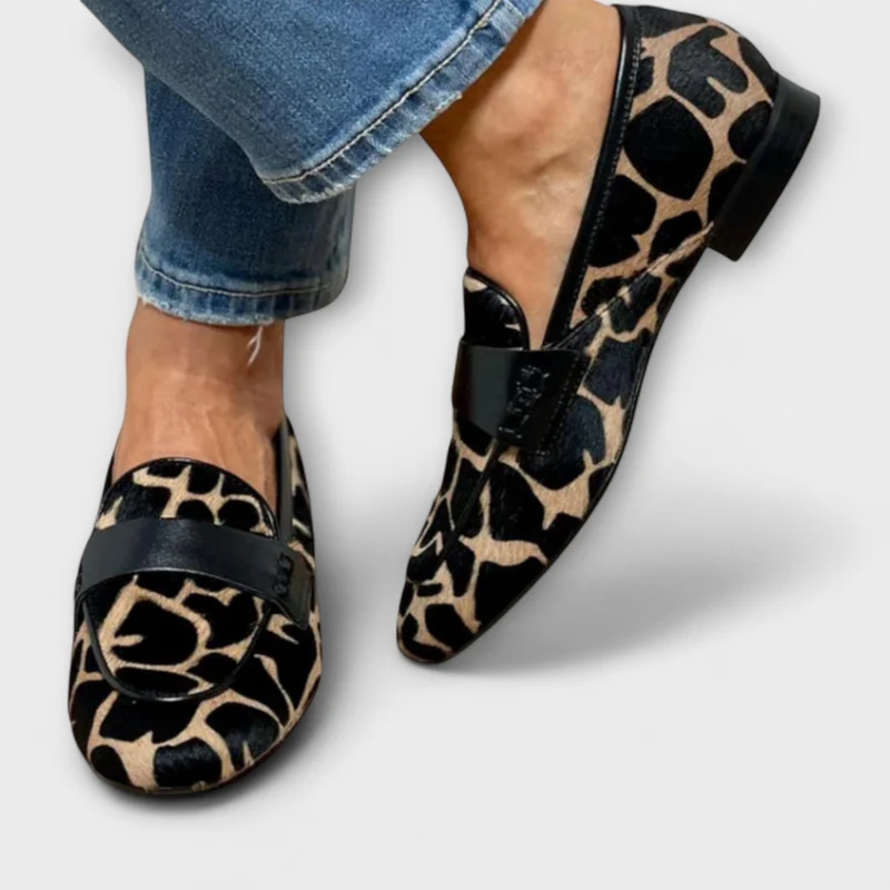 Mocassins imprimés léopard en suède pour femmes