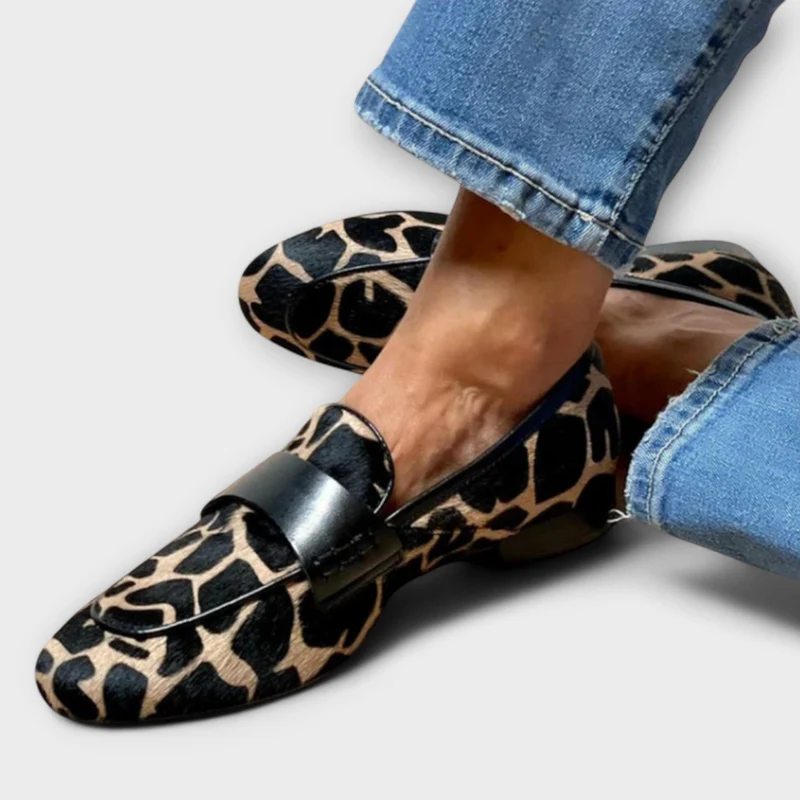 Mocassins imprimés léopard en suède pour femmes