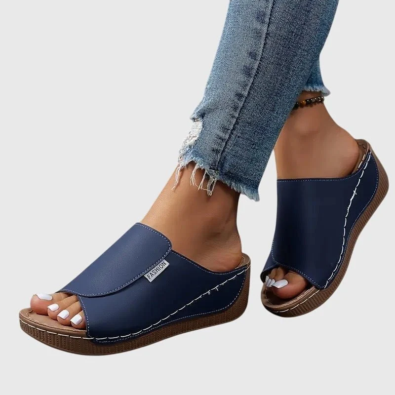 Sandales Confort Ouvertes à Semelle Compensée pour Femmes