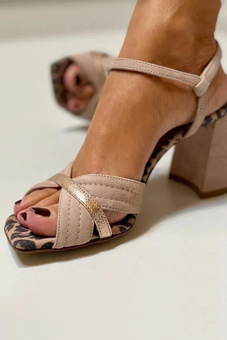 Sandales à Talons Larges et Lanières croisées pour Femmes