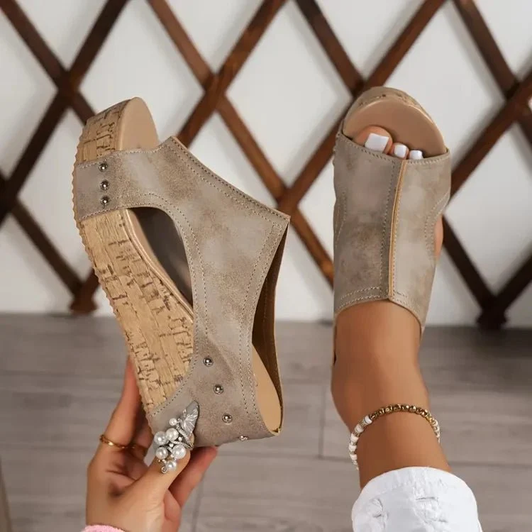 Sandales compensées rétro pour femmes