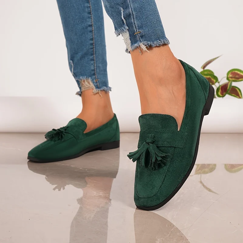 Mocassin à Bout Carré en Daim pour Femmes
