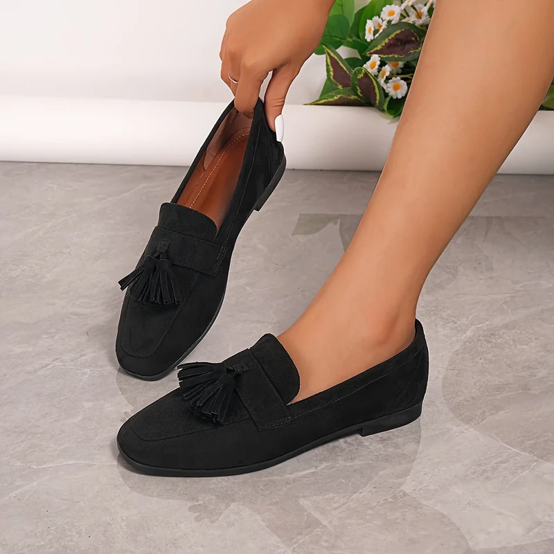 Mocassin à Bout Carré en Daim pour Femmes
