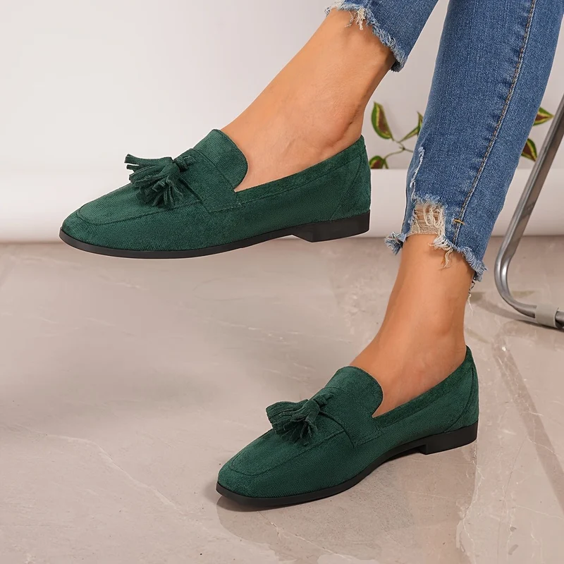 Mocassin à Bout Carré en Daim pour Femmes