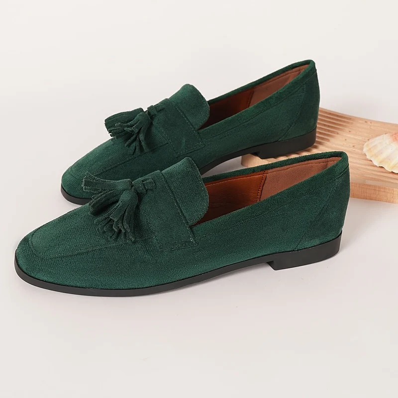 Mocassin à Bout Carré en Daim pour Femmes