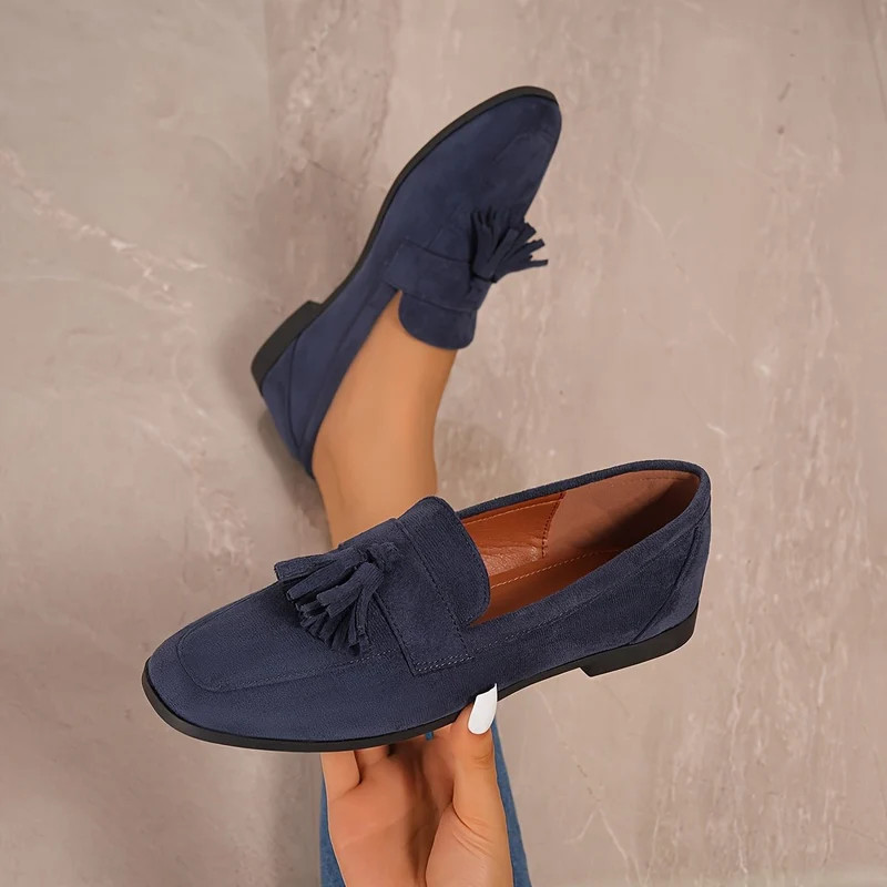 Mocassin à Bout Carré en Daim pour Femmes